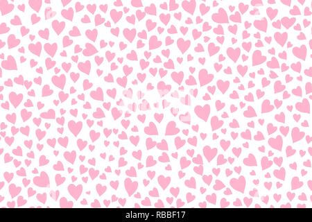 Vector seamless pattern. Simple repeating texture with chaotic hearts. Valentine's day background. Pink heart shapes. Stock Vector