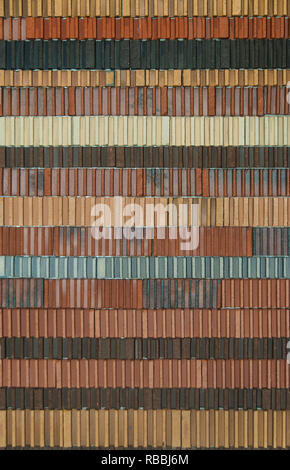 new colorful bricks arranged in a row Stock Photo
