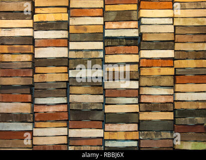 new colorful bricks arranged in a row Stock Photo