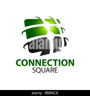 Black green abstract connection square logo concept design template idea Stock Vector