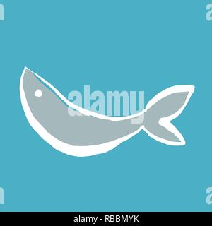 Fish icon. Grunge ink vector illustration. Stock Vector