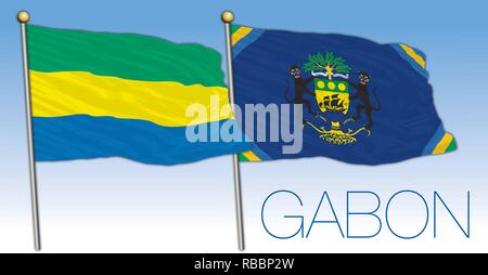 Gabon official and presidential flag, Africa, vector illustration Stock Vector