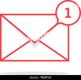 red thin line notification icon with speech bubble Stock Vector