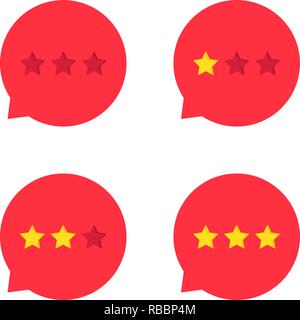 red rating stars icon set Stock Vector