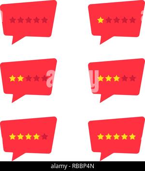 set of simple red rating stars icon Stock Vector
