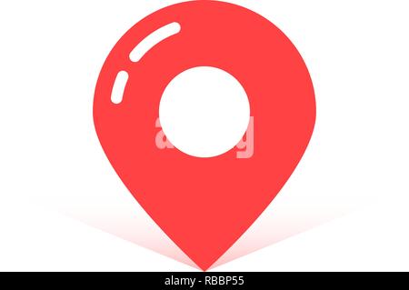 red simple map pin with shadow Stock Vector