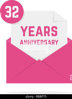 32 years anniversary icon in open letter Stock Vector