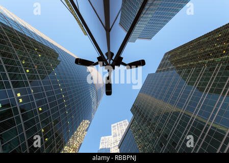 Multi angle security surveillance cameras in big city Stock Photo