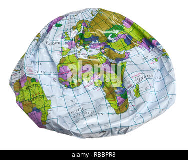 A deflated inflatable globe showing Europe and Africa Stock Photo