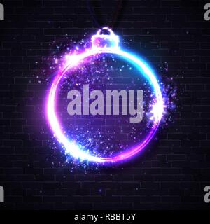 Christmas neon sign. Xmas decoration vector background. Stock Vector