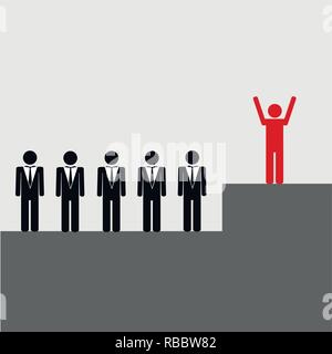 successful man stands on upper stairs businessman pictogram vector illustration EPS10 Stock Vector