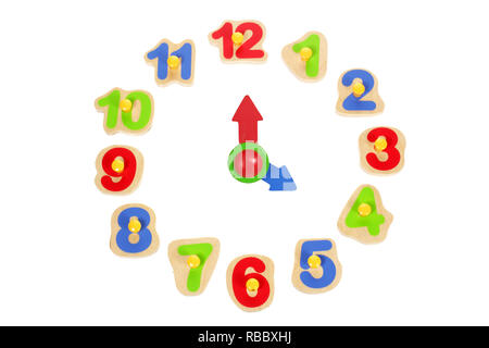 Toy Clock on White Background Stock Photo