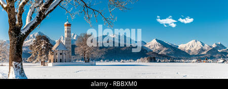 idyllic panorama landscape in Bavaria at winter Stock Photo