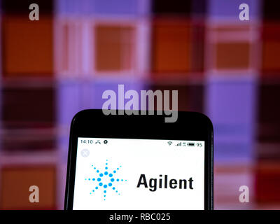 Agilent Technologies Analytical laboratory instrument manufacturing company logo seen displayed on smart phone. Stock Photo