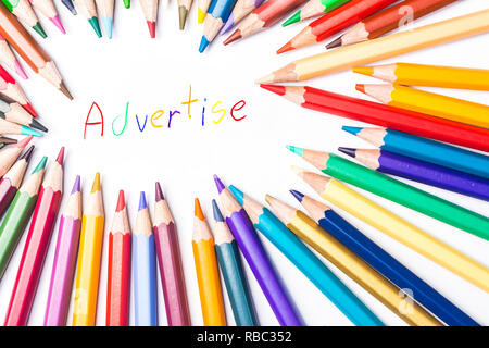 advertise drawing by colour pencils Stock Photo