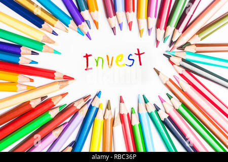 Invest drawing by colour pencils Stock Photo