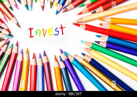 Invest drawing by colour pencils Stock Photo