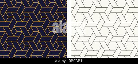 Seamless Hexagon pattern in linear style, vector art Stock Vector