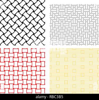 Seamless weave rattan pattern in silhouette vector art Stock Vector