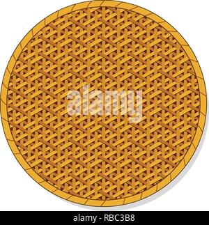 Top view, Isolated Circle rattan tray, vector art Stock Vector