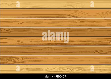 Texture of brown wooden with horizontal planks boards, seamless background vector illustration Stock Vector