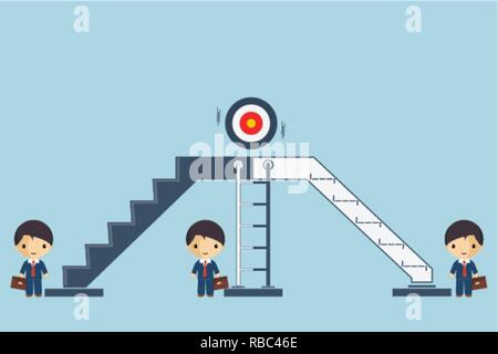 Businessmen are choose stepping up the ladder to success, business concept the way to victory, vector illustration Stock Vector