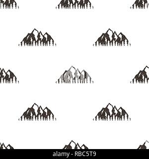 Seamless pattern with mountains in retro hipster style. Can be used for wallpaper, pattern fills, textile, web page background, surface textures. Stock vector illustration isolated on white Stock Vector