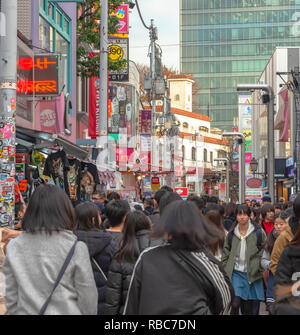 Harajuku street view. People, mostly youngsters, walk through Takeshita Street, a famous shopping street lined with fashion boutiques, cafes and resta Stock Photo