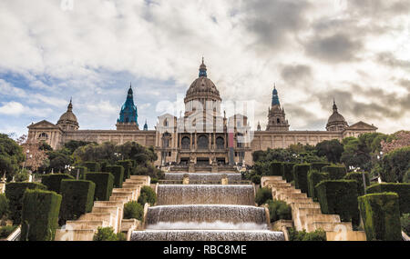 Palau Nacional Montjuic Barcelona Spain Europe. Stock Photo