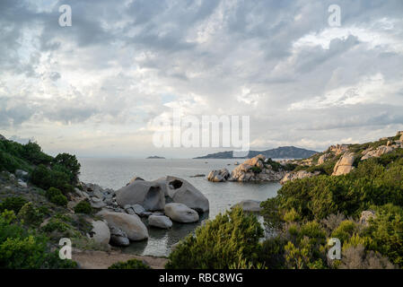 beach with rocks at the italian island sardinia in mediterranean sea Stock Photo