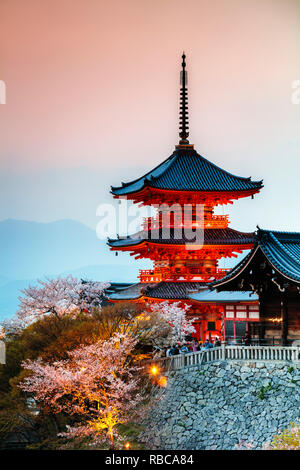 Sanjunoto pagoda of Kiyomizu-dera Buddhist temple, Kyoto, Japan Stock Photo