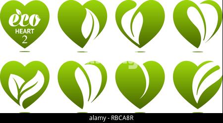 Icon set. Eco heart Stock Vector