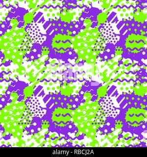 Abstract tile pattern with dots, geometric and fluid shapes Stock Vector