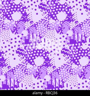 Abstract tile violet pattern. Seamless print texture with liquid and geometric shapes of proton purple color Stock Vector