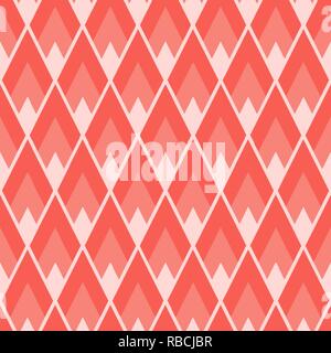 Coral abstract geometric seamless tile pattern with acute angled lozenged repeat Stock Vector