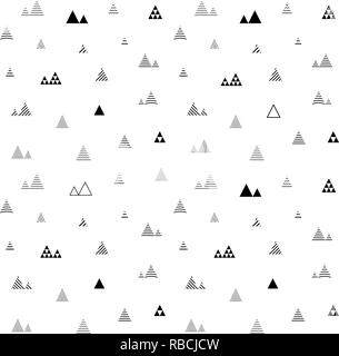 Triangles seamless pattern. Abstract geometric repeat with little and tiny triangular shaped trees or homes Stock Vector