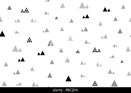 Triangles seamless pattern. Abstract geometric repeat with little and tiny triangular shaped trees or homes Stock Vector
