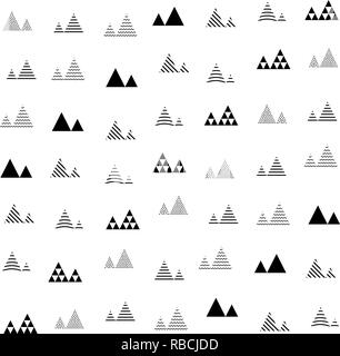 Triangles and pyramids seamless pattern. Abstract geometric repeat with little and tiny triangular shaped trees or homes Stock Vector