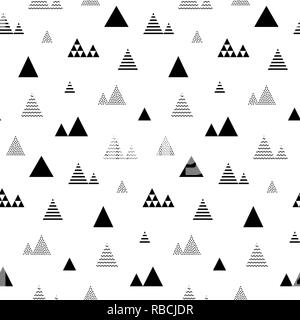 Triangles seamless pattern. Abstract geometric repeat with little and tiny triangular shaped trees or homes Stock Vector