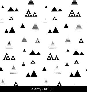 Triangles seamless pattern. Abstract geometric repeat with little and tiny triangular shaped trees or homes Stock Vector