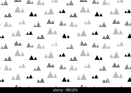 Triangles seamless pattern. Abstract geometric repeat with little and tiny triangular shaped trees or homes Stock Vector