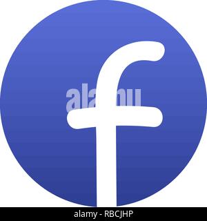 White F letter icon on a blue round background Stock Vector