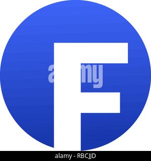 White F letter icon on a blue round background Stock Vector