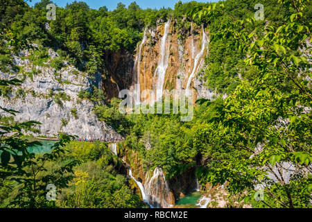 Sastavci Waterfall. Plitvice Lakes National Park. Lika Plješivica mountain range . The park falls within two counties Lika-Senj and Karlovac . UNESCO  Stock Photo