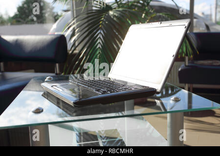 side view.work Desk in a modern office. business concept Stock Photo