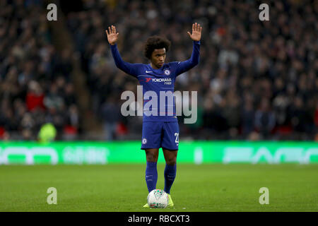 London, UK. 8th January, 2019. Willian of Chelsea - Tottenham Hotspur v Chelsea, Carabao Cup Semi Final - First Leg, Wembley Stadium, London (Wembley) - 8th January 2019  Editorial Use Only - DataCo restrictions apply Credit: MatchDay Images Limited/Alamy Live News Stock Photo