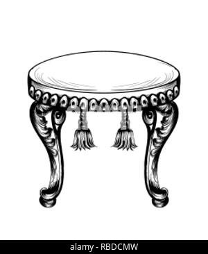 Baroque puff chair furniture Vector. Intricate ornamented frame. Decor design Stock Vector