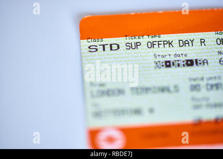 Standard class off peak day railway ticket Stock Photo