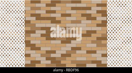 Brick wall grunge texture with decorative lattice with copy space for text. Stock Vector