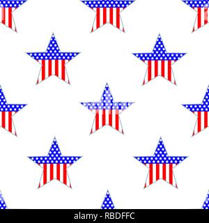 American Patriotic seamless pattern with the stars USA. Stock Vector